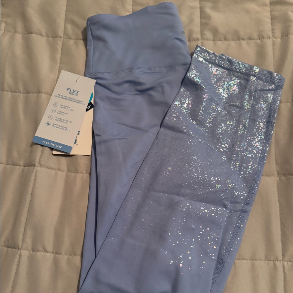 Marika Leggings - Light Blue to Iridescent Splatter